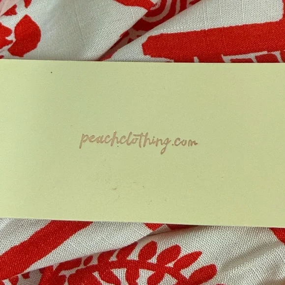 NWT Peach Red Cream Shell Print Crop Tank Top Button Detail Resort Summer M - Picture 7 of 8